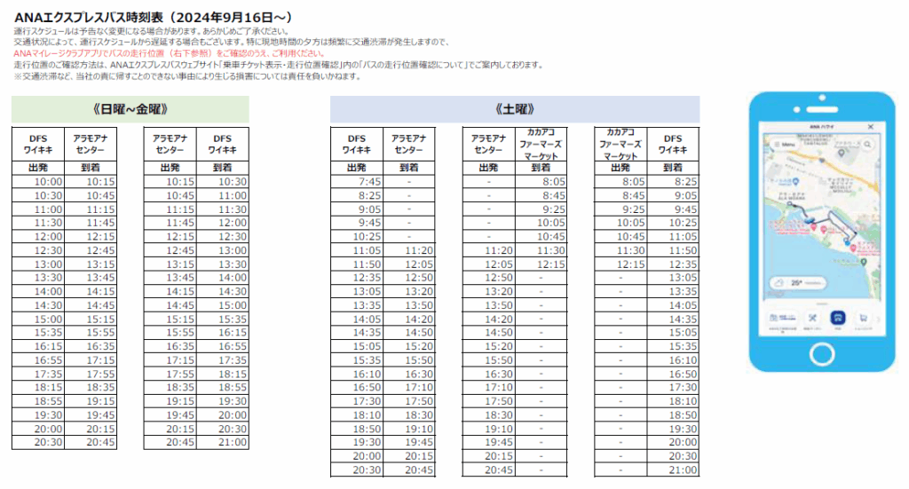 ANAエクスプレスバス時刻表