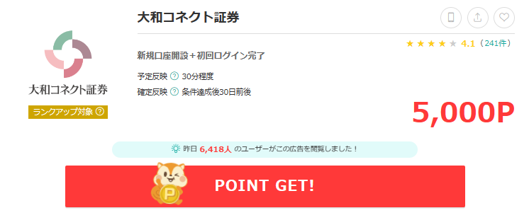 モッピー経由での申し込み画面