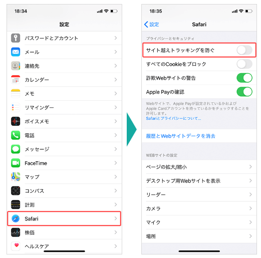 iPhoneを利用時のSafariの設定